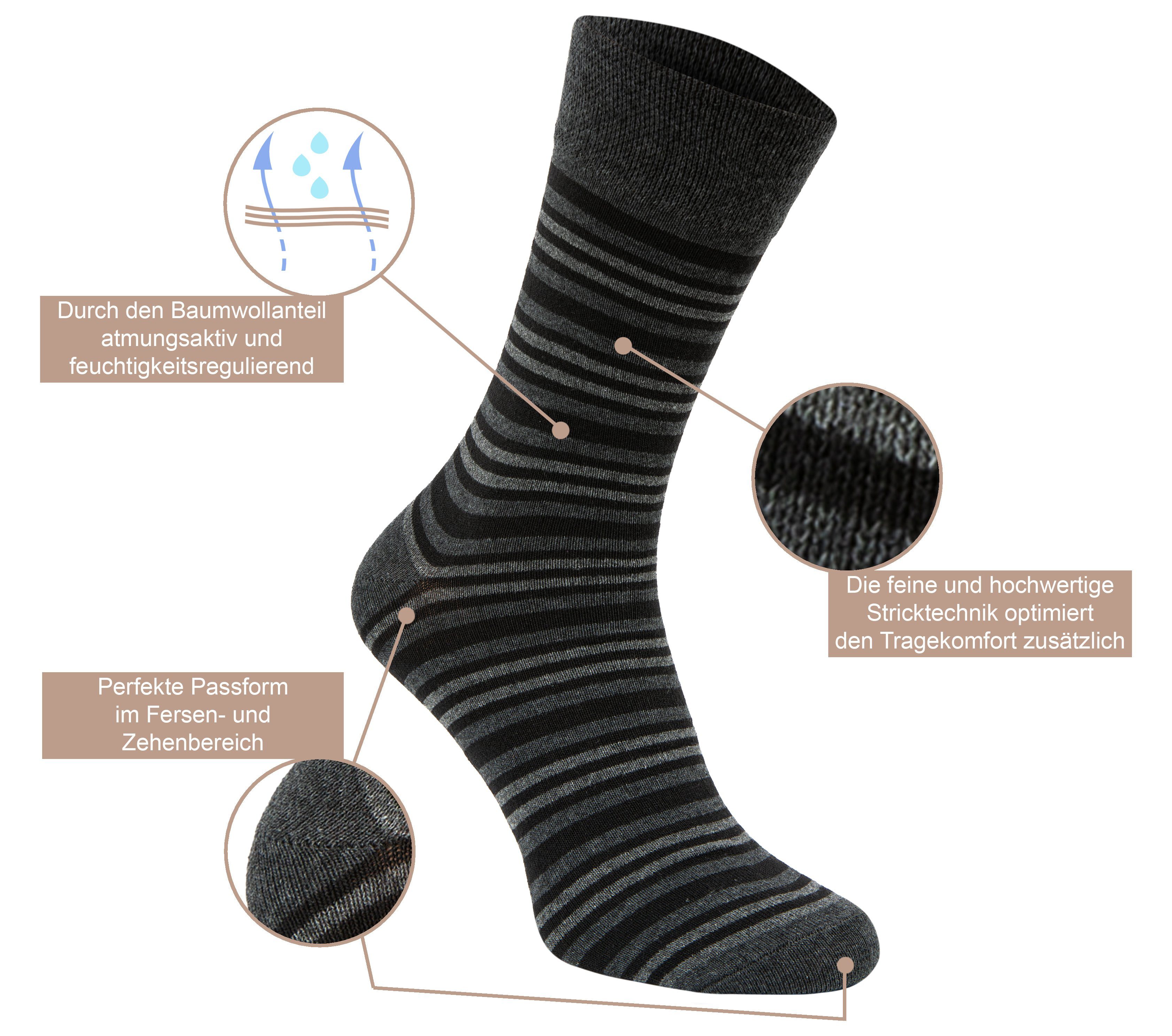 Paolo Renzo Socken Herren Baumwolle Businesssocken Atmungsaktive aus (10-Paar) Business hochwertiger