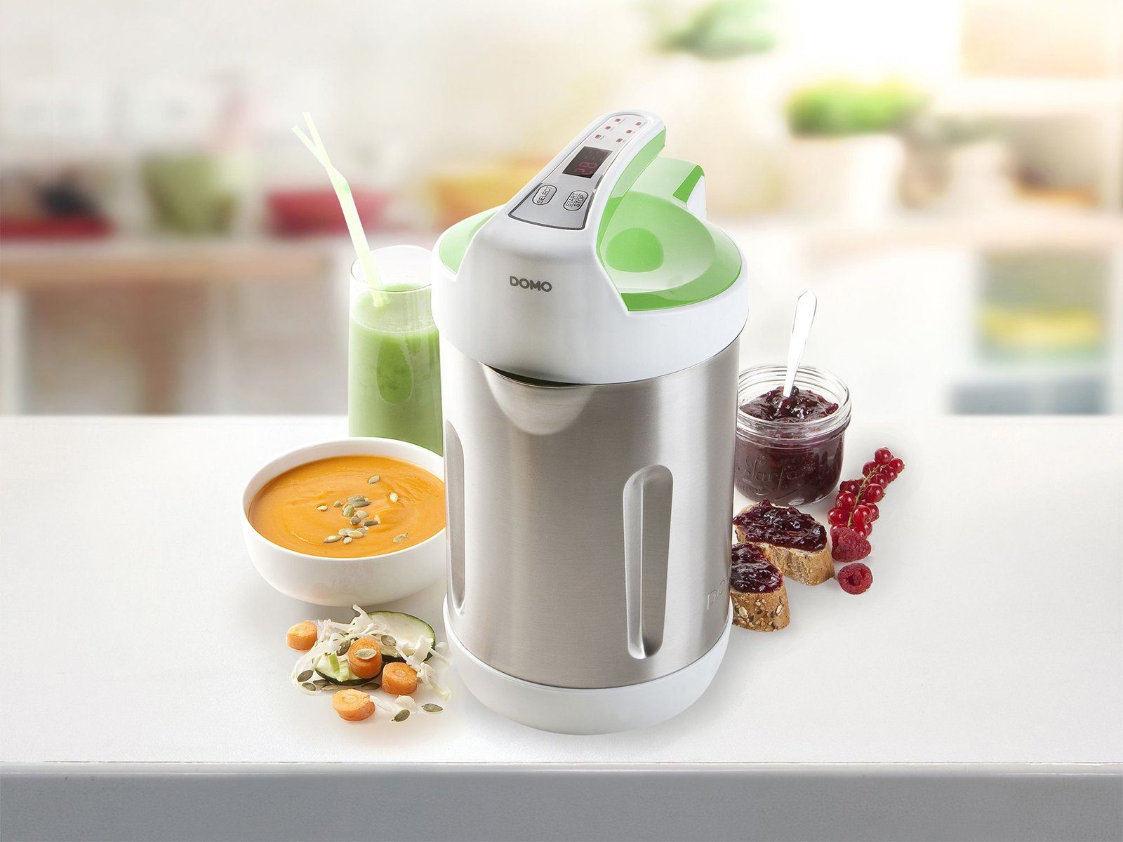 Domo Multikocher, 1000 W, Digitaler Edelstahl Thermo Suppen-Kocher Marmeladen & Smoothiemaker