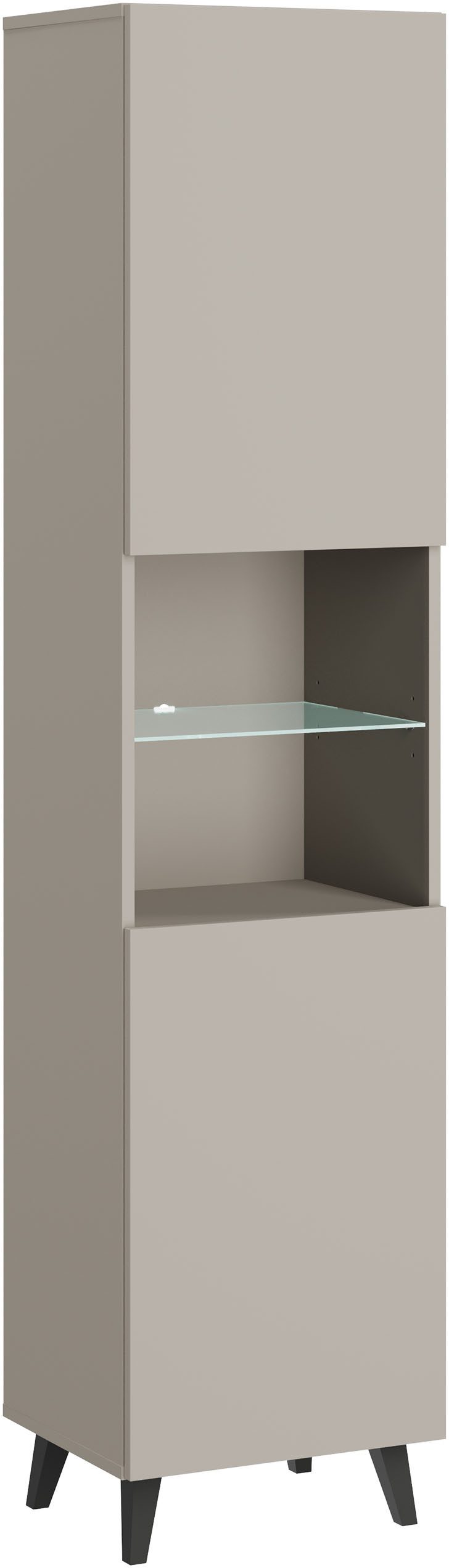 Home affaire Vitrine Phuket, Moderner Wohnschrank mit LED-Beleuchtung und Glasboden (1-St) Verstellbare Einlegeböden für flexible Aufbewahrung