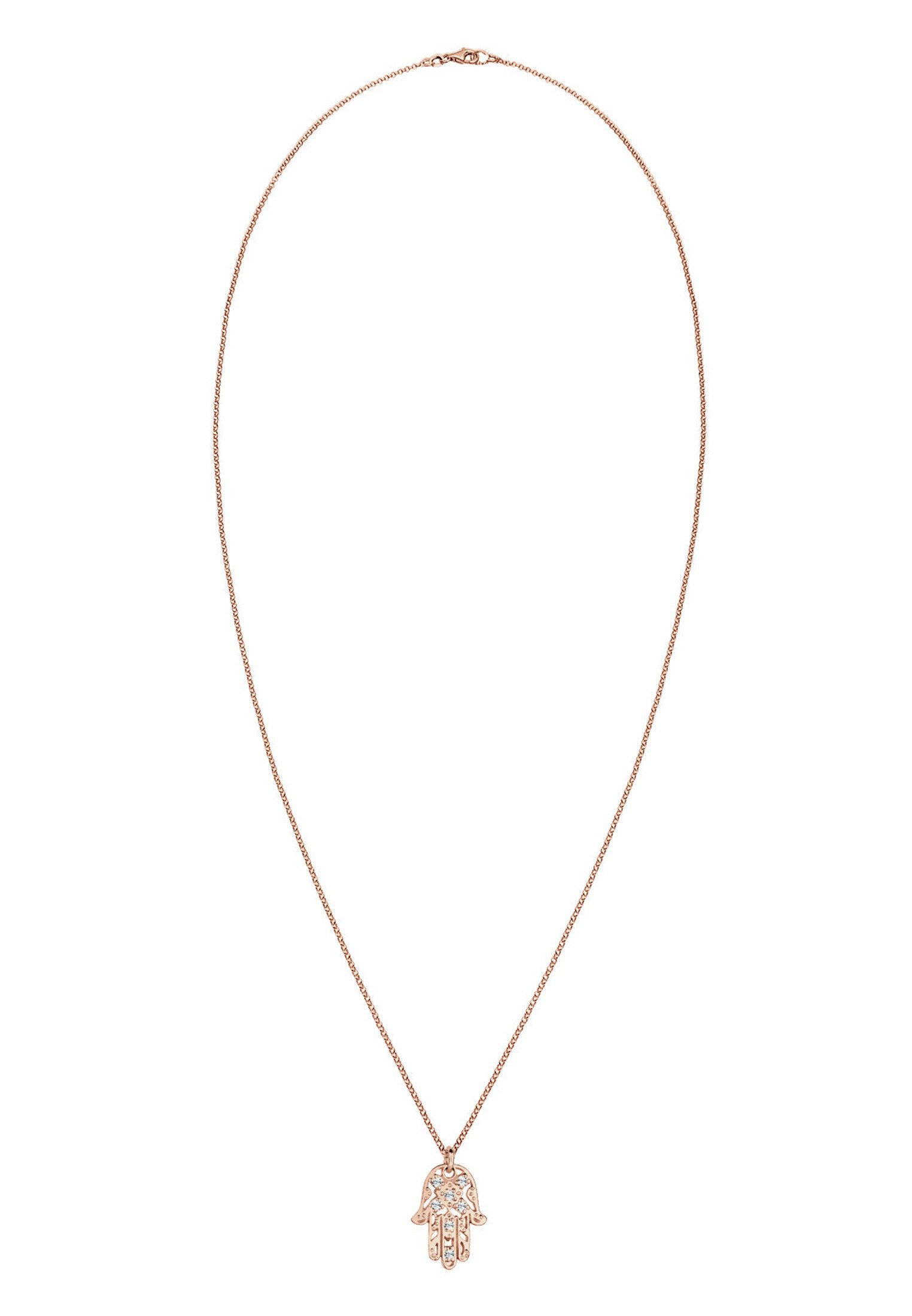 Elli Kette mit Anhänger Hamsa Hand der Fatima Kristalle 925 Silber, Hamsa Hand