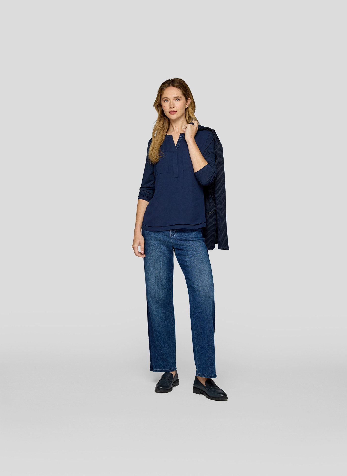 Rabe Klassische Bluse Nordic Blue günstig online kaufen