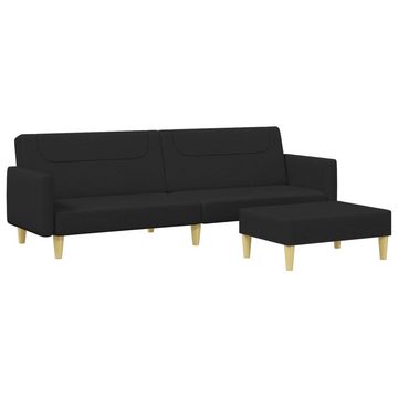 vidaXL Sofa Schlafsofa 2-Sitzer mit Fußhocker Schwarz Stoff