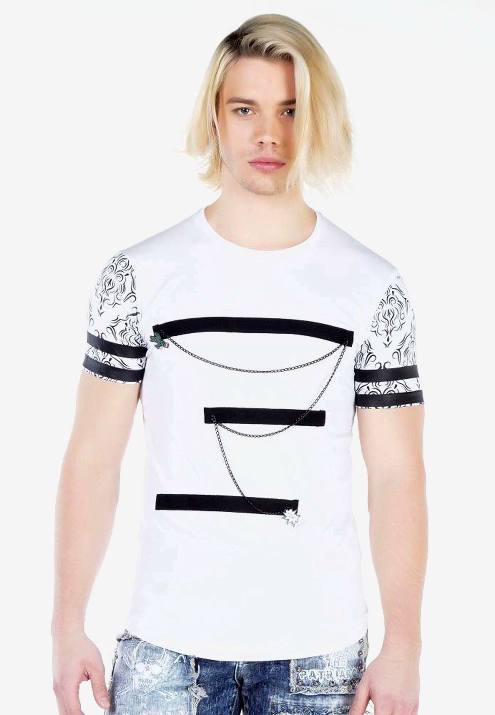 mit Baxx Ketten-Detail Cipo coolem T-Shirt & weiß