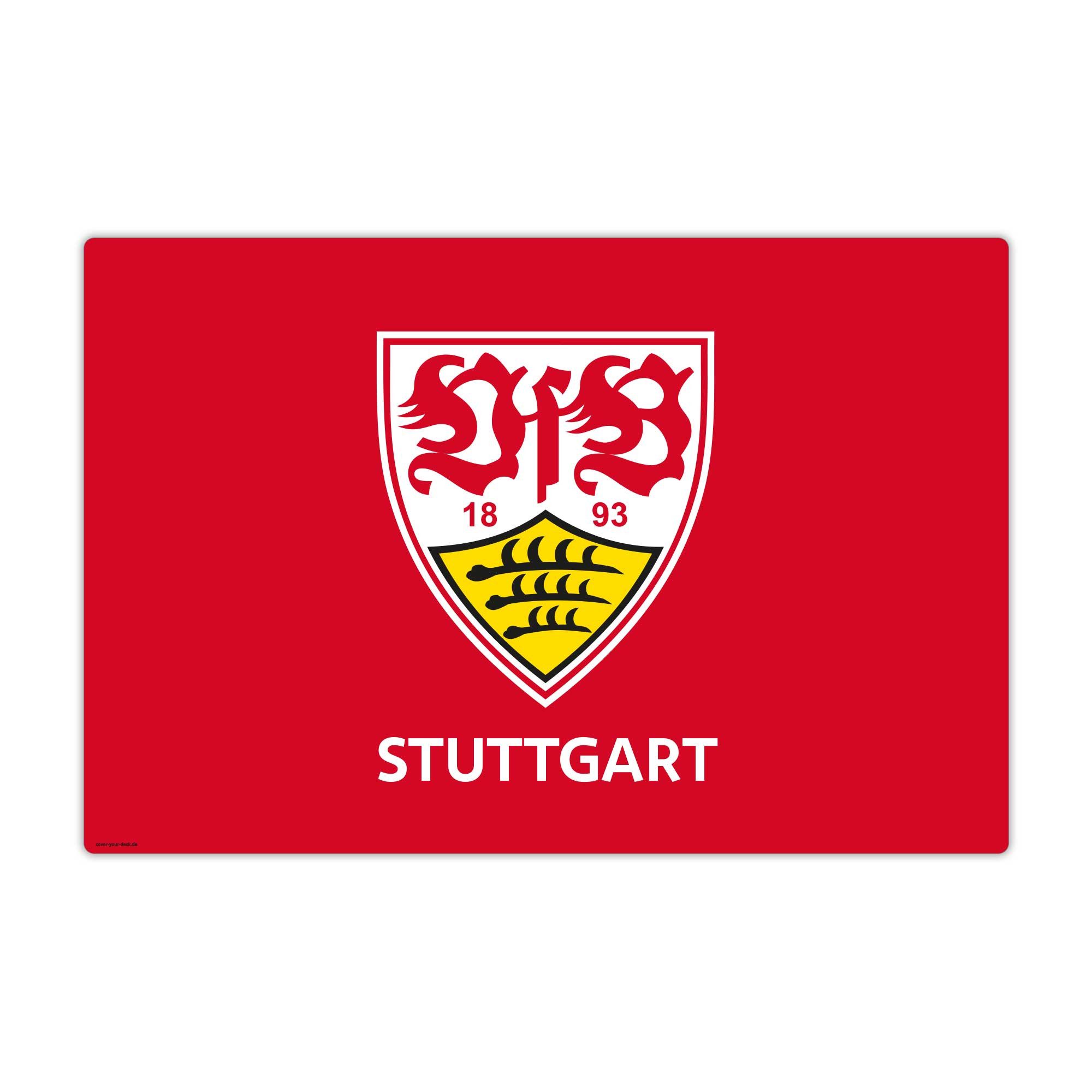 cover-your-desk.de Schreibtischunterlage VfB Stuttgart – Logo weiß – Premium Vinyl 60×40 cm, Made in Germany, (1 tlg)