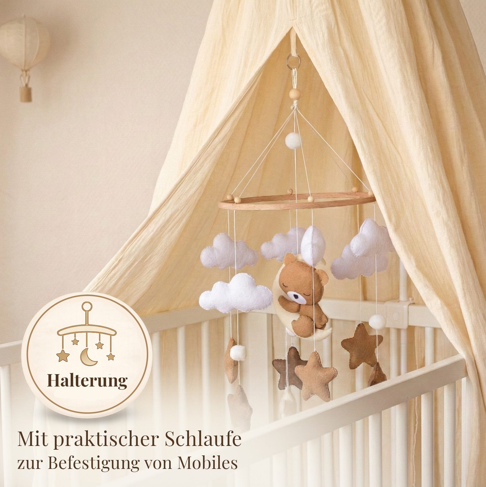 Babykajo Betthimmel Stoff + Ständer (Set, 1-tlg., in verschiedenen Varianten), Betthimmel Ständer mit Betthimmel für Babybetten – Bild 3 von 5
