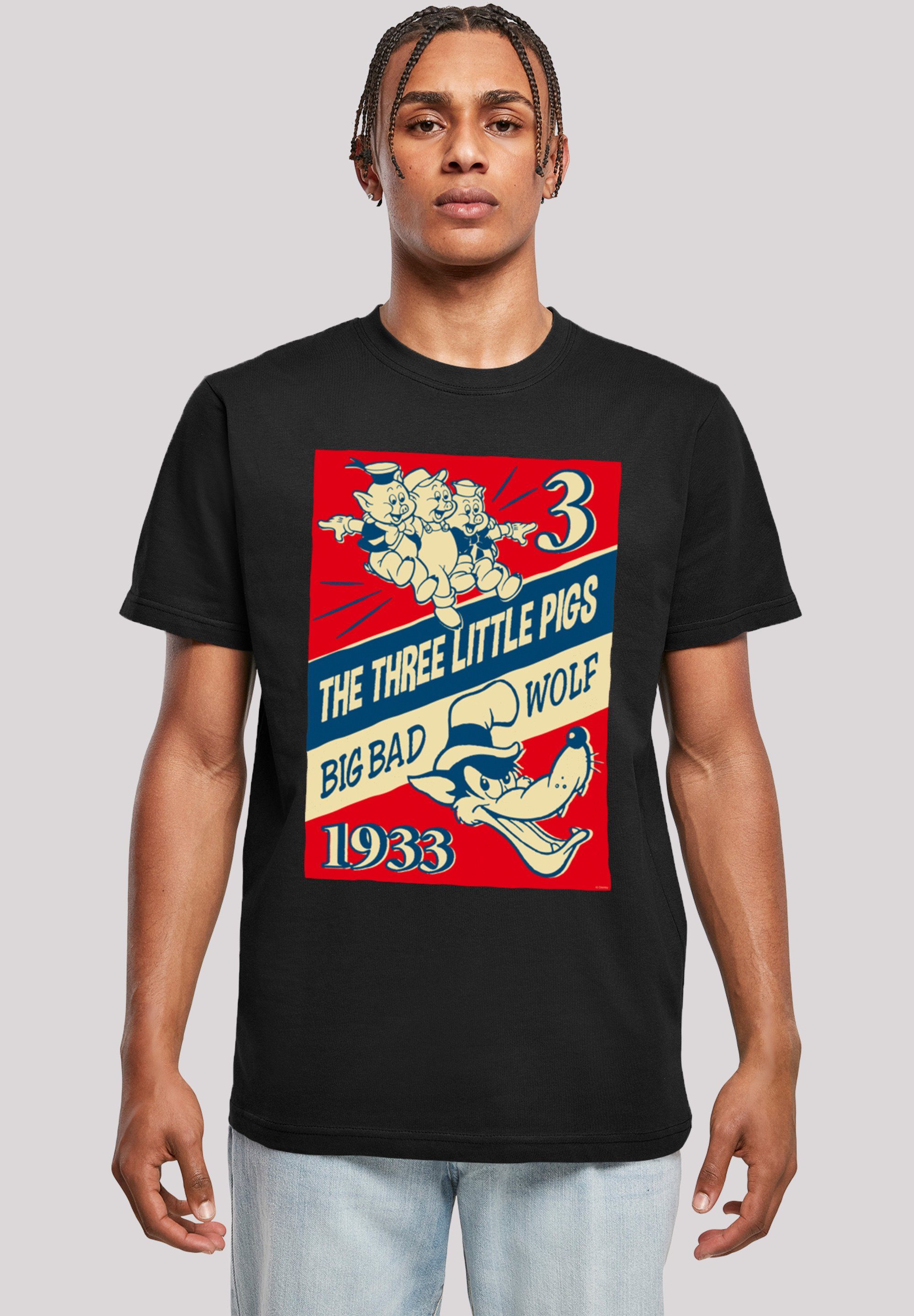 F4NT4STIC T-Shirt Disney Die Drei Kleinen Schweinchen Herren,Premium Merch,Regular-Fit,Basic,Bedruckt schwarz