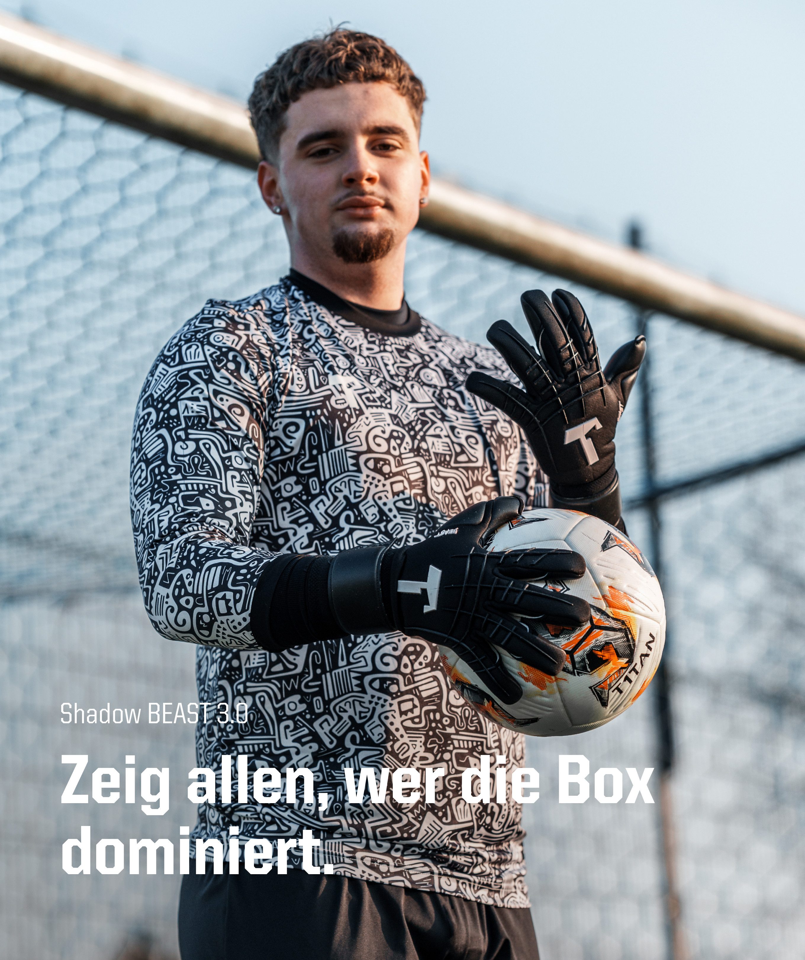 T1TAN Torwarthandschuhe Erwachsene, Shadow BEAST, Größe 6-11