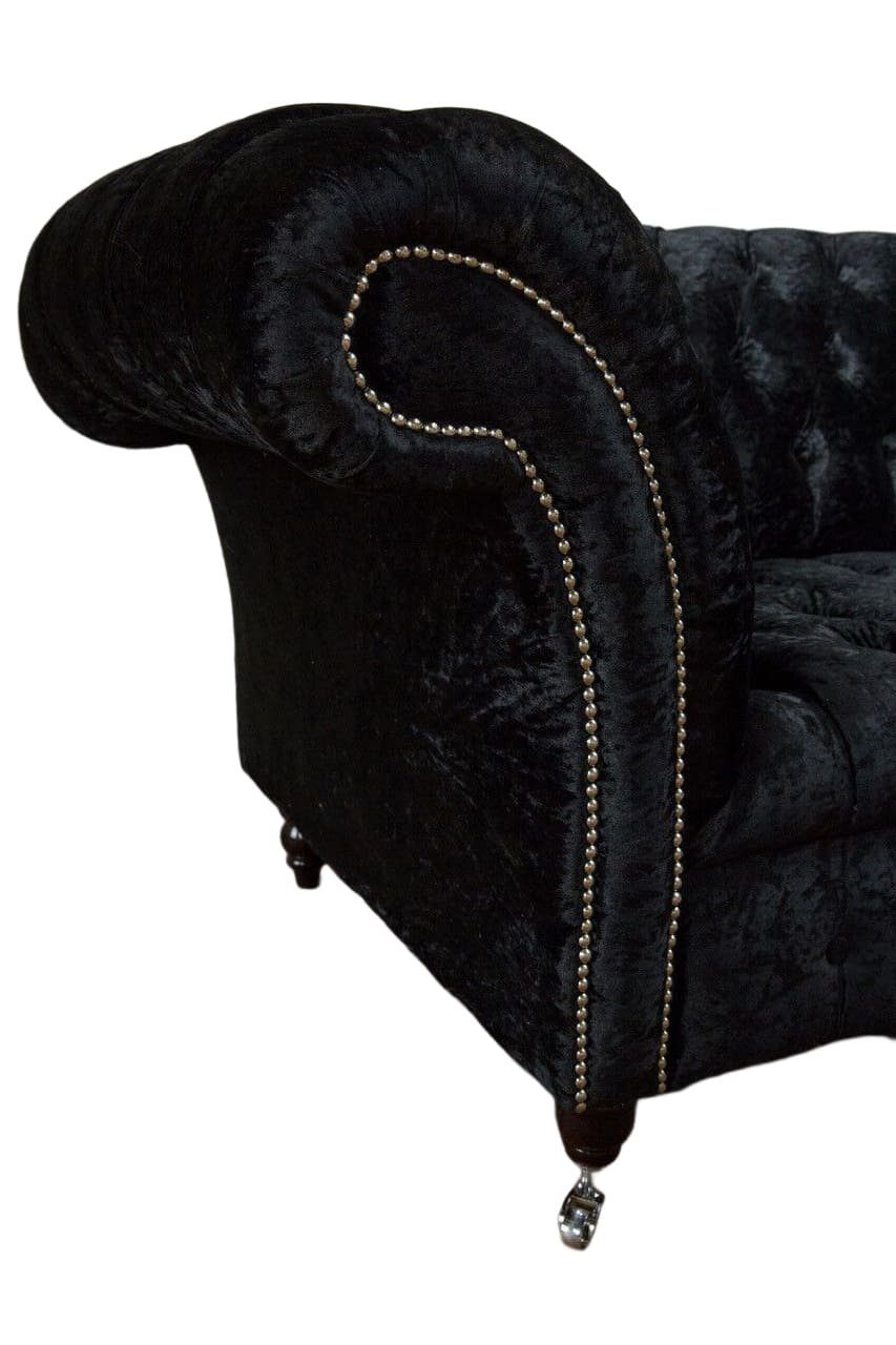 Sessel Design JVmoebel Sessel, Lounge Schwarz Polster Couch Chesterfield Textil Stoff