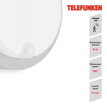 Telefunken LED Außen-Wandleuchte 315304TF, LED fest verbaut, Neutralweiß, Außenleuchte IP44 Bewegungssensor 1150lm 4000K 12W