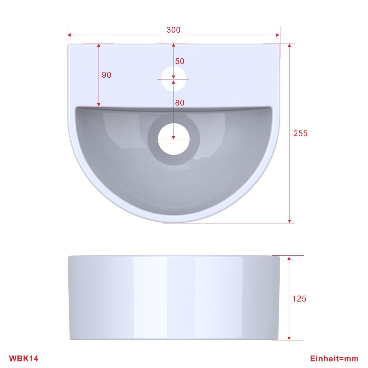 AQUALAVOS Waschbecken Waschbecken Keramik Aufsatzwaschbecken für das Badezimmer und Gäste-WC, Weiß I Modernes Design I Einfache Installation, Einfach zu säubern