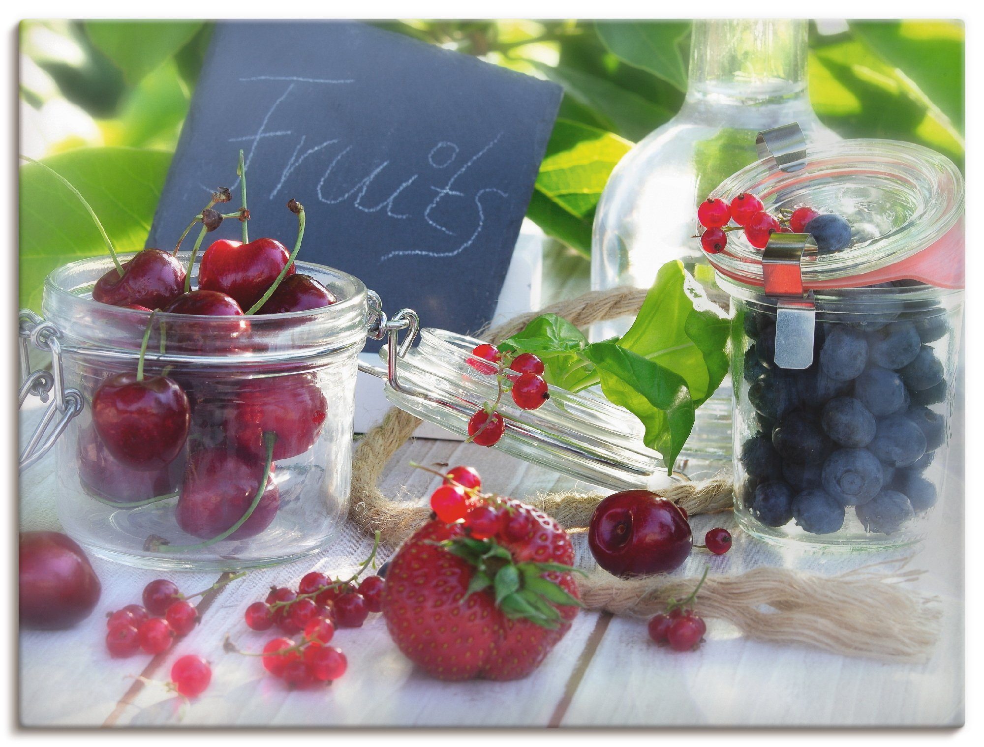 Artland Leinwandbild Frischer Früchte Sommer, Lebensmittel (1 St), auf Holzrahmen gespannt