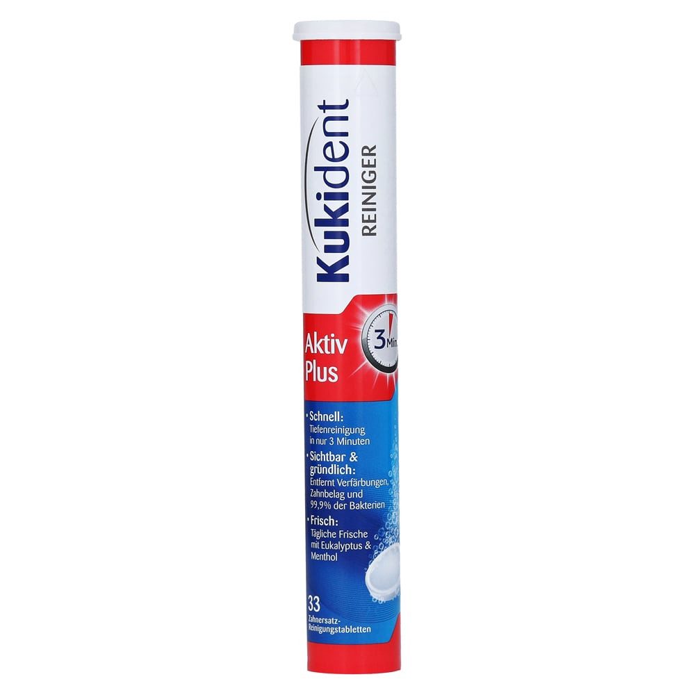 Kukident Aktiv Plus (6 x 33 St) Reinigungstabletten (Spar-Pack, [198-St. für Zahnersätze - Entfernt 99,9% der Bakterien)