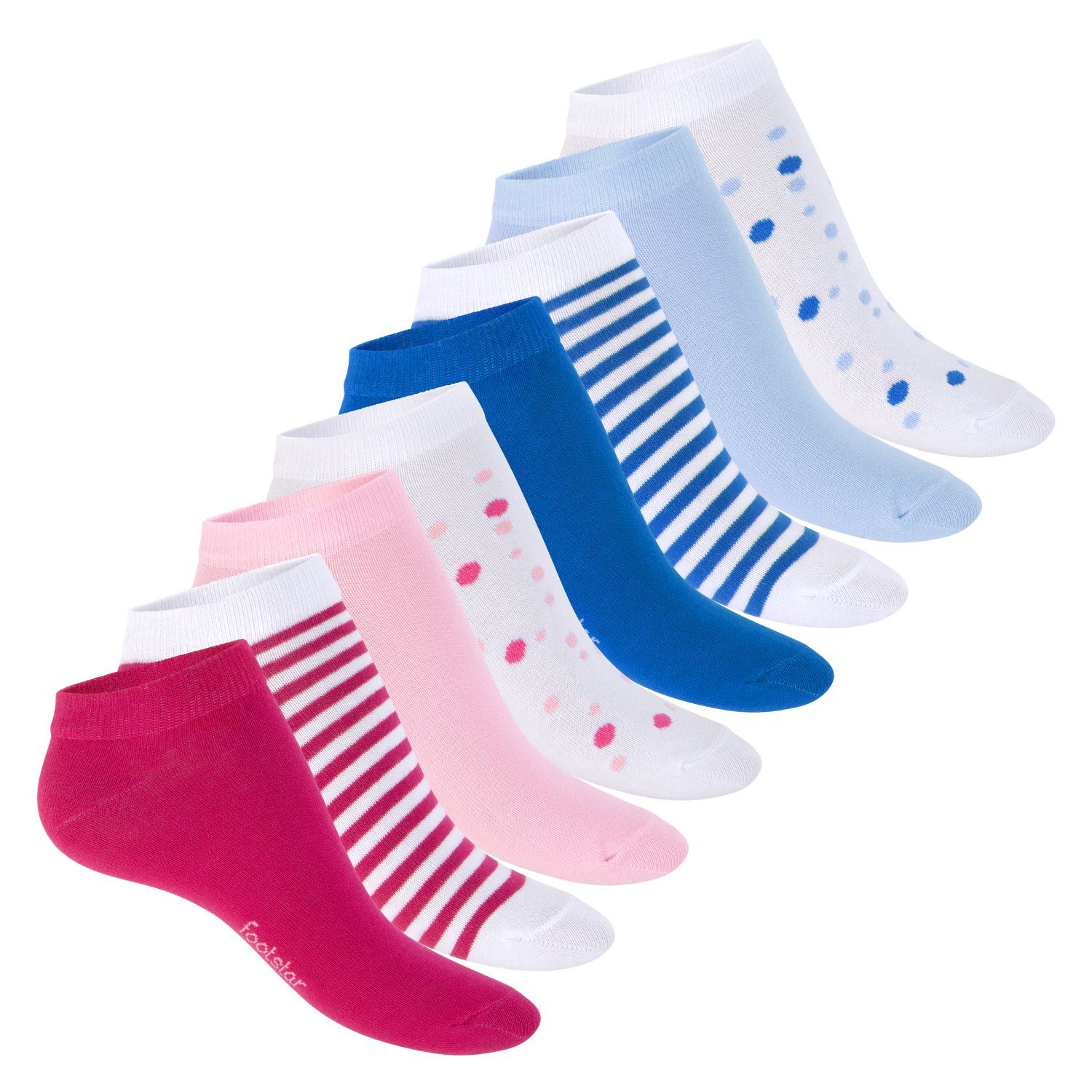 Footstar Sneakersocken süße Damen Sneaker Socken (8 Paar) Kurze Söckchen mit Muster Multicolor