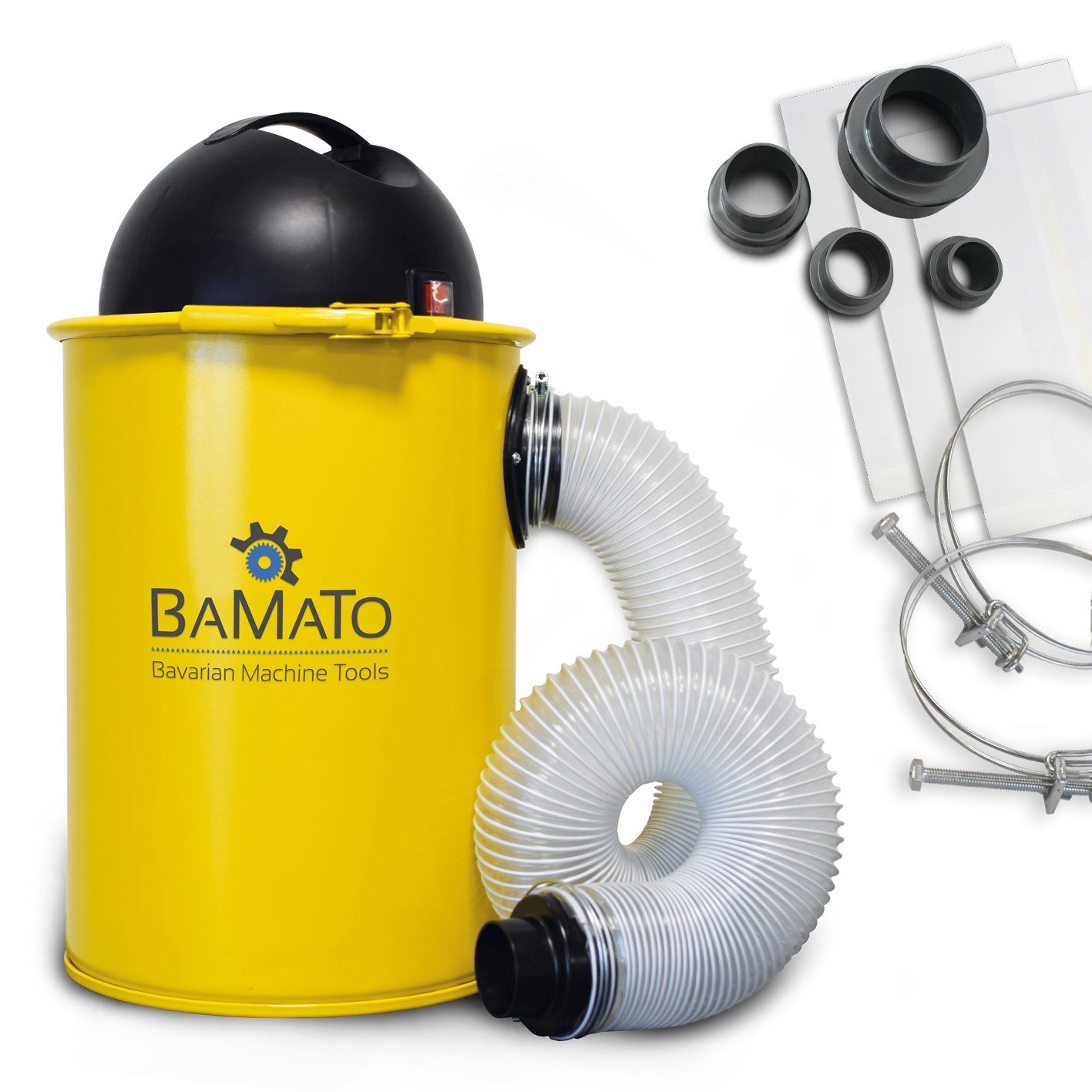 BAMATO Absauganlage AB-110 inkl. Adapterset Absaugung Absaugtonne 183m³/h Filterpatrone, 1100 W, (1-tlg), Späneabsaugung, 50 Liter, Absaugschlauch