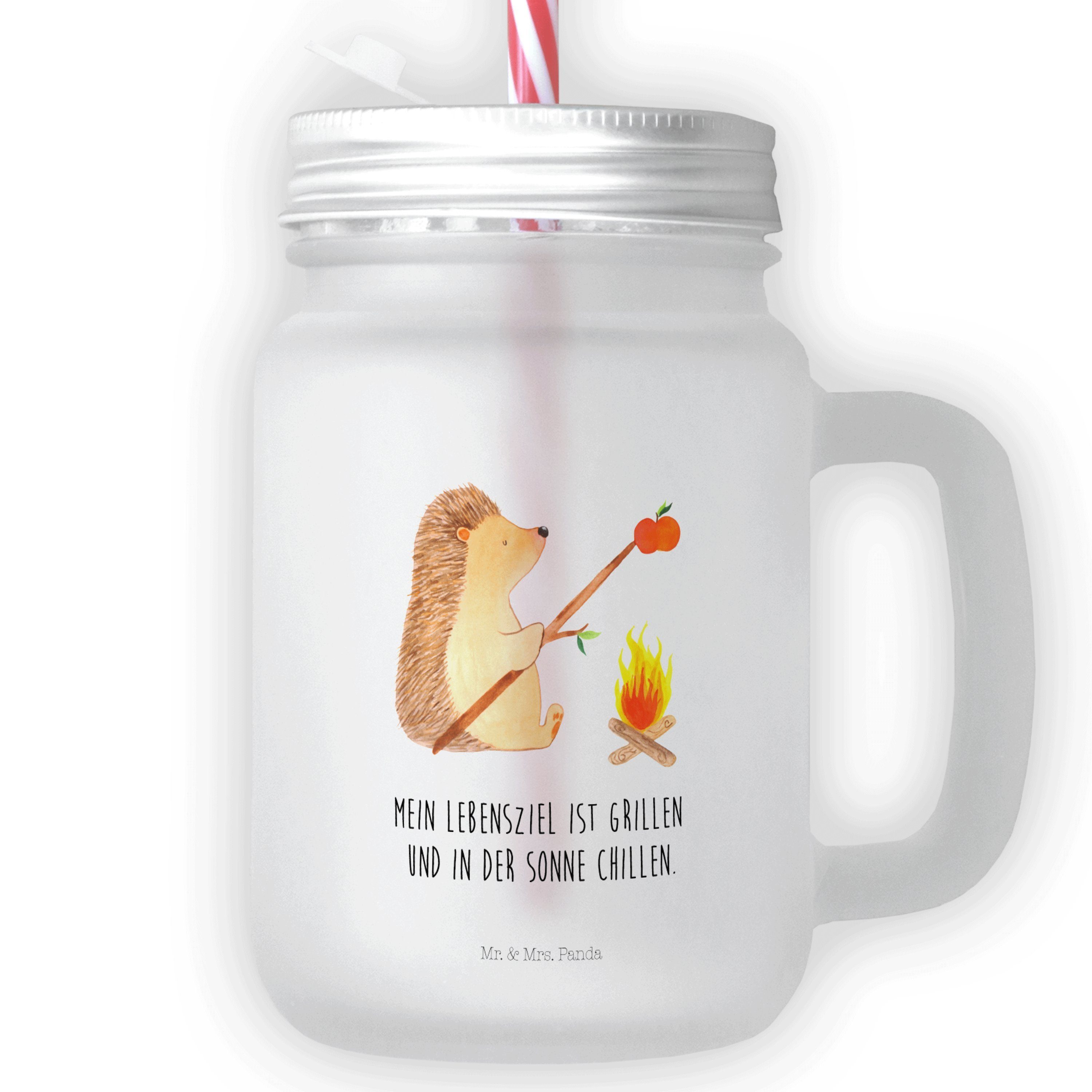 Mr. & Mrs. Panda Longdrinkglas »Igel grillt Transparent Geschenk