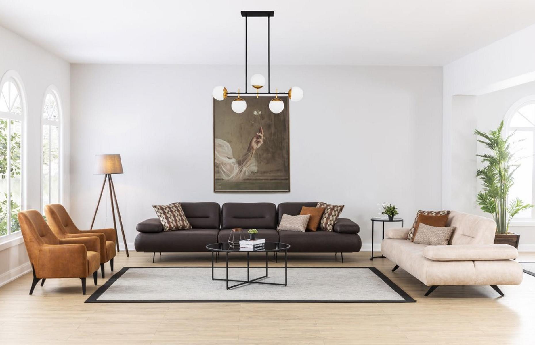 JVmoebel Sofa Modernes Polsterset in hochwertigem Textil für stilvolle Wohnräume, Set 4 Teile, Made in Europa