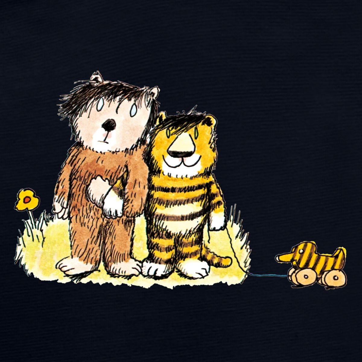 Spreadshirt Langarmbody Janosch Tiger, Bär und Tigerente auf Wiese Tages Baby Body Langarm (1-tlg)