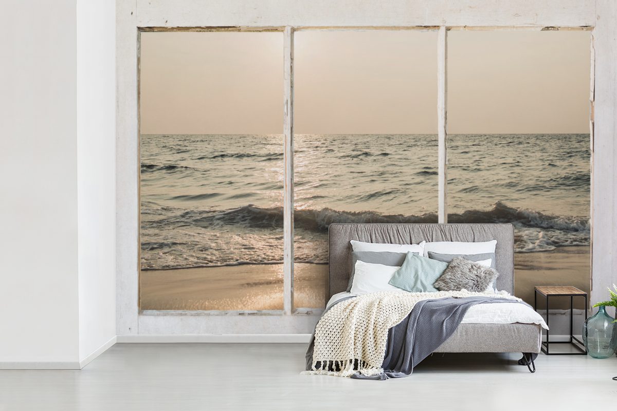 St), für MuchoWow Schlafzimmer, - Kinderzimmer, Aussicht - Meer, bedruckt, Wallpaper Matt, Tapete Fototapete (6 Wohnzimmer, Strand Vinyl