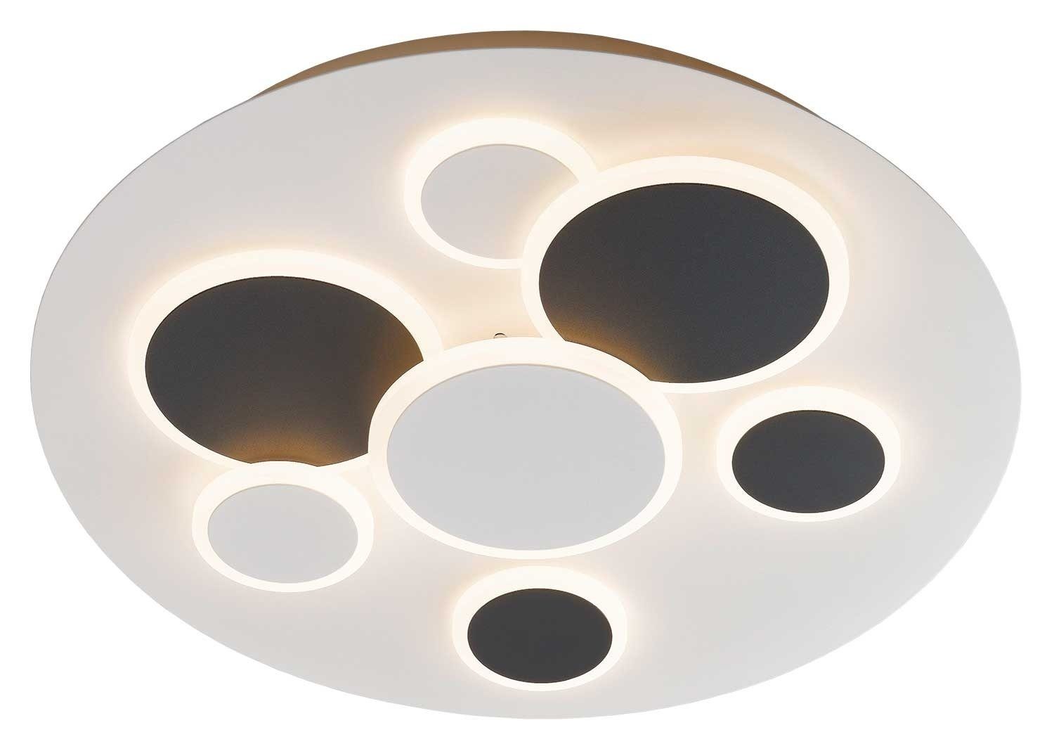 MONDO LED Deckenleuchte NEW STEP, 1-flammig, Ø 50 cm, Schwarz, Weiß, Backlight-Effekt, Dimmfunktion, Memoryfunktion, LED fest integriert, Warmweiß, LED Deckenlampe