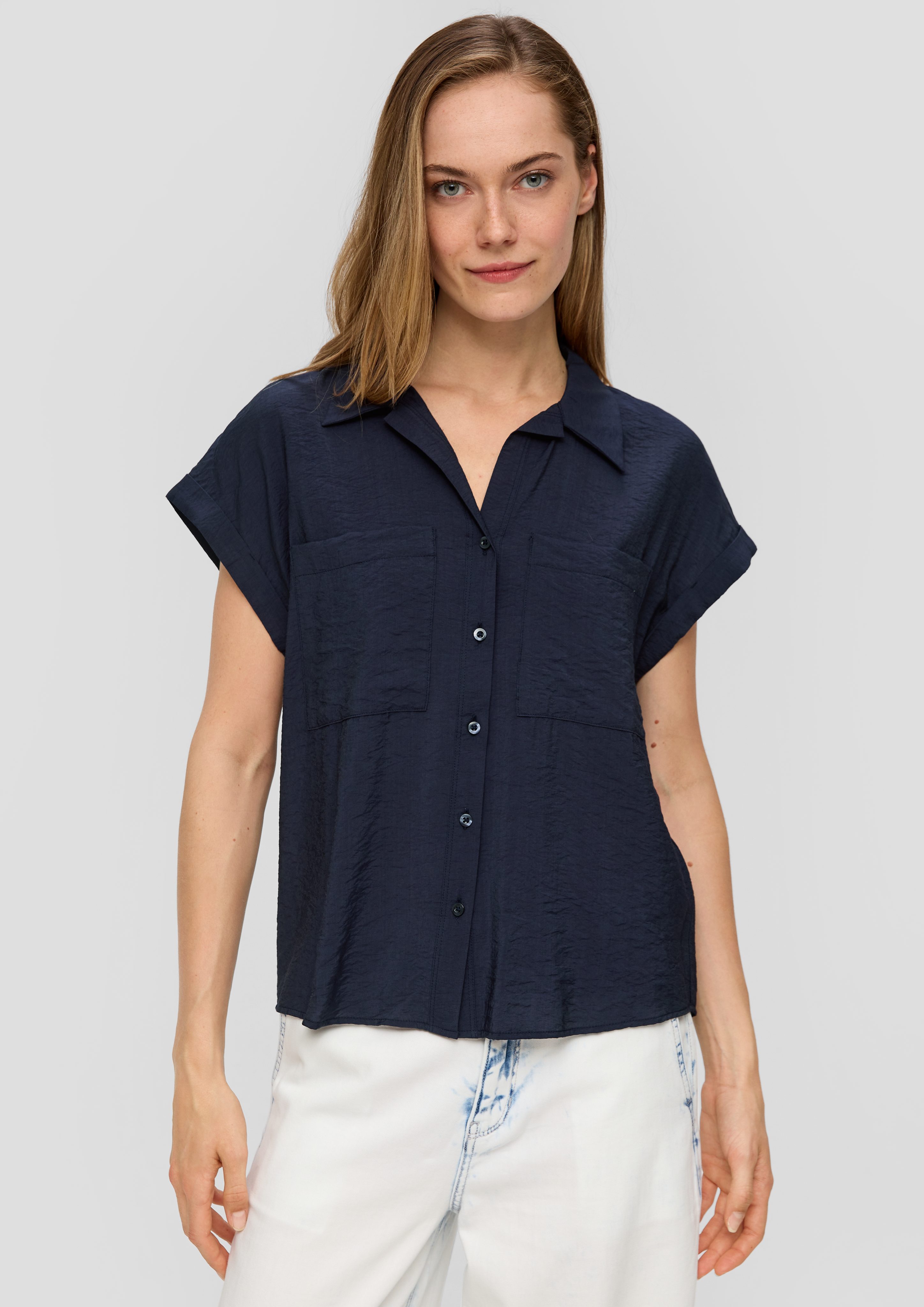 s.Oliver Kurzarmbluse Viskose-Bluse im Relaxed Fit günstig online kaufen