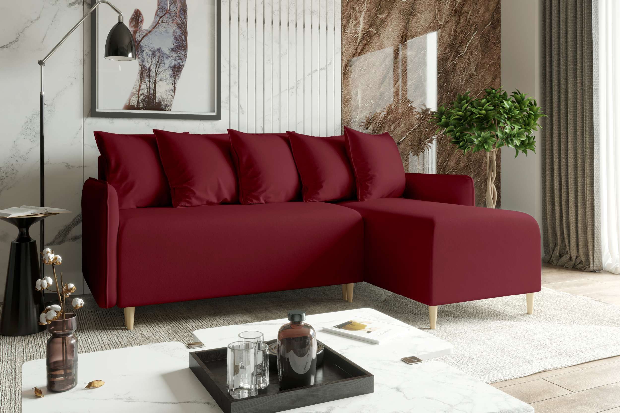 99rooms Ecksofa Royalty, L-Form, Eckcouch, Ottomane links oder rechts bestellbar, mit Bettfunktion, Modern