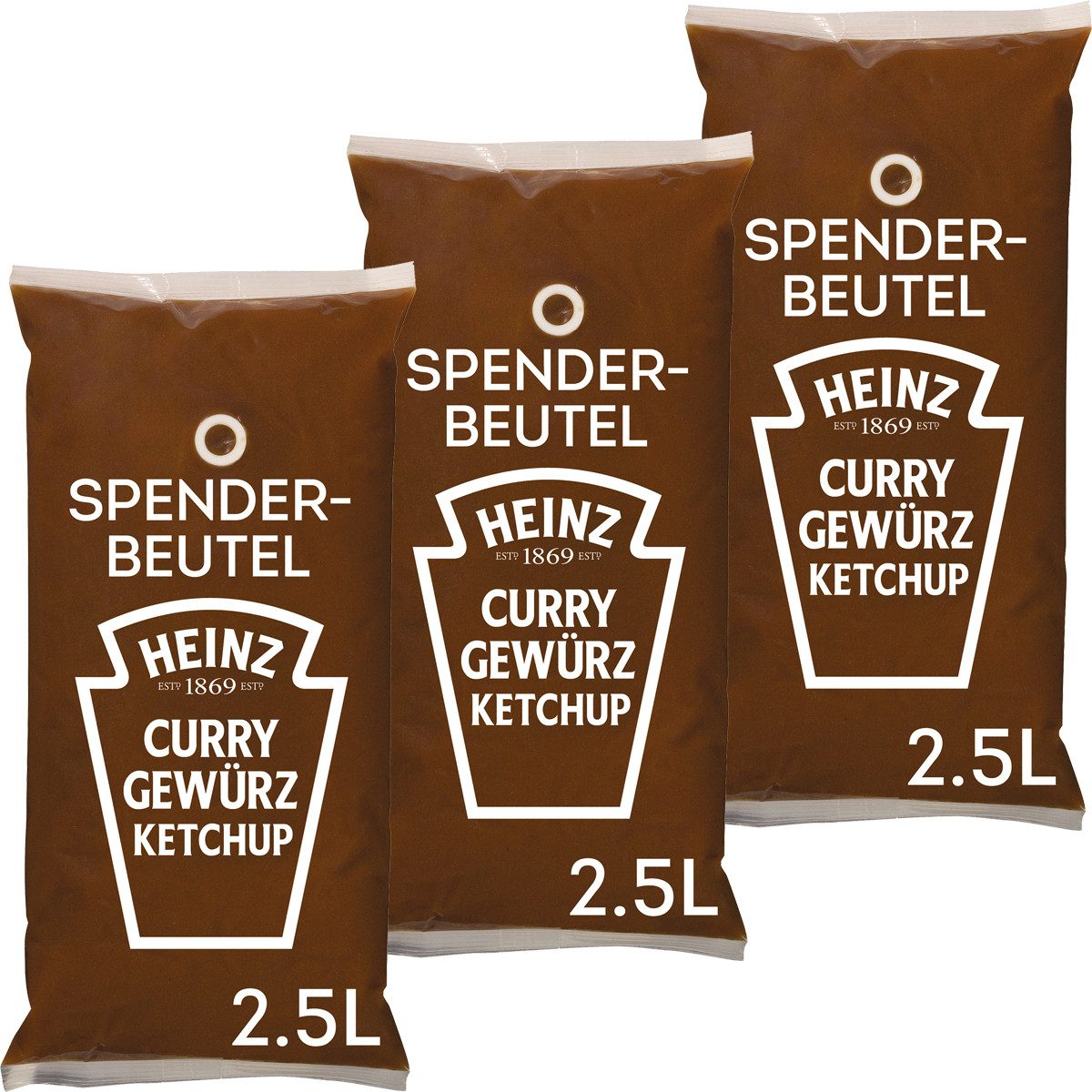 Heinz Saucen, Heinz Curry Gewürz Ketchup im Spenderbeutel 3 x 2500ml 7500ml
