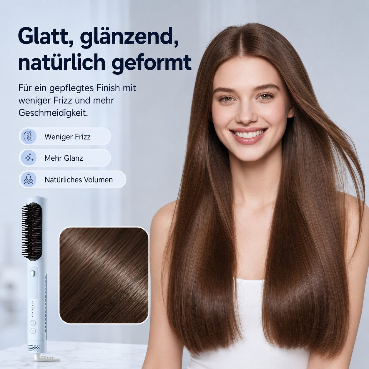 Tekoo Warmluftbürste 3in1 Multistyler Haarglätter & Volumenbürste mit Ionen & Kaltluft, Schonendes Styling, Frizz-Reduktion, Schnelle Abkühlung