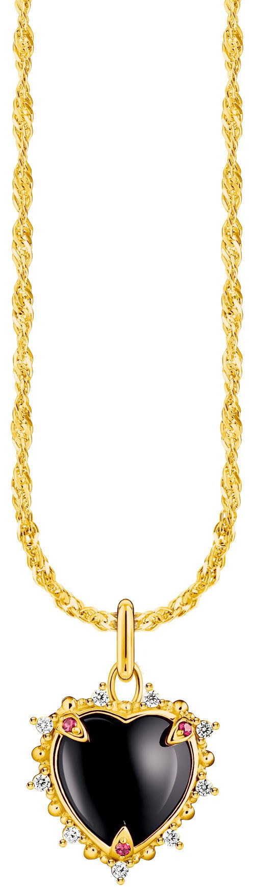 THOMAS SABO Kette mit Anhänger Heart Romance, KE2297-643-11-L45V, KE2297-995-11-L45V, mit Zirkonia (synth), Saphir (synth)