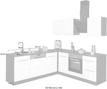 HELD MÖBEL Winkelküche Brindisi, mit E-Geräten, Stellbreite 220/220 cm