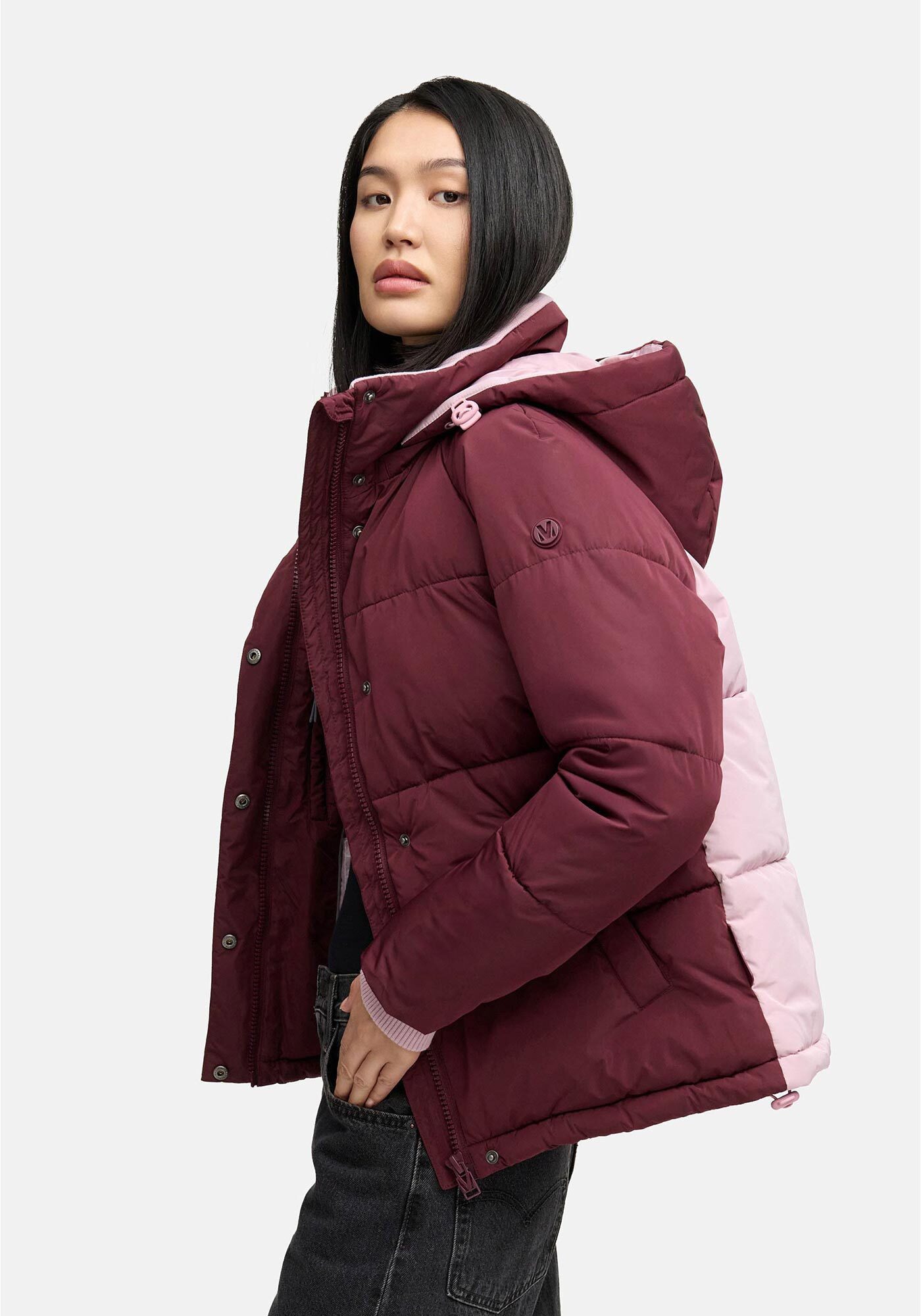 Marikoo Winterjacke Omariaa mit abnehmbarer Kapuze und hochschließendem Kragen