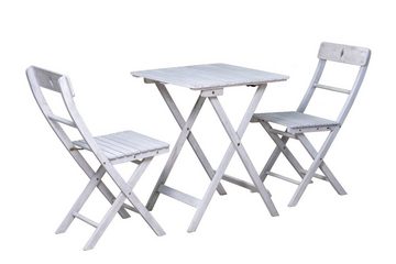 TPFGarden Sitzgruppe AKANA - Gartenlounge-Set aus geöltem Akazienholz, (Klappbare Balkonstühle und klappbarer Tisch, 3-tlg., Balkon Sitzgruppe mit 2 Stühlen und 1 Tisch - grau mit Vintage Finish), Maße (BxHxT): Klappstuhl 38x82x51 cm - Tisch 58x72x58 cm