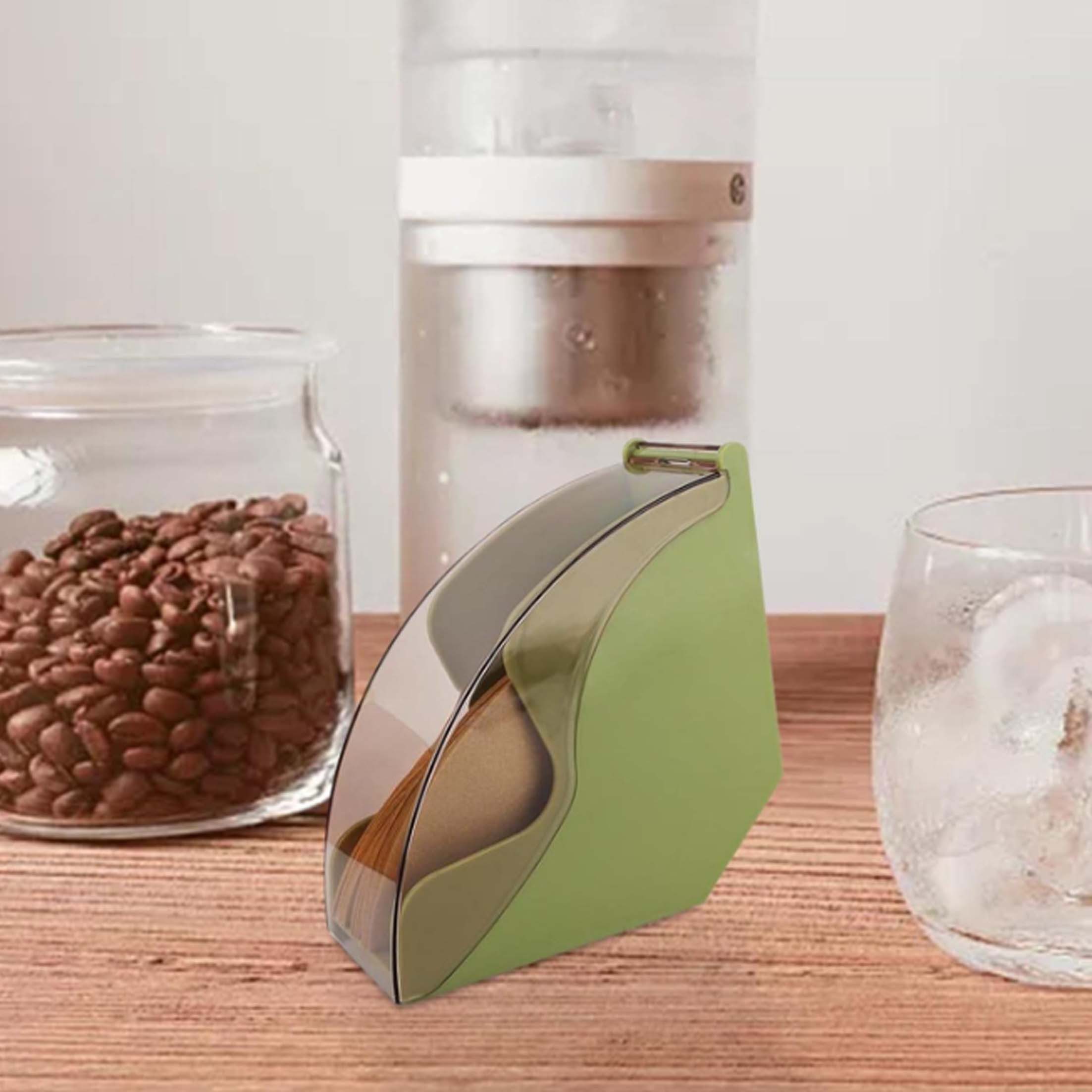 KINSI Papierfilter Kaffeefilter-Halter, Filterpapier-Organisator, Aufbewahrungszubehör, Acryl-Material, große Kapazität, geeignet für Familie und so weiter