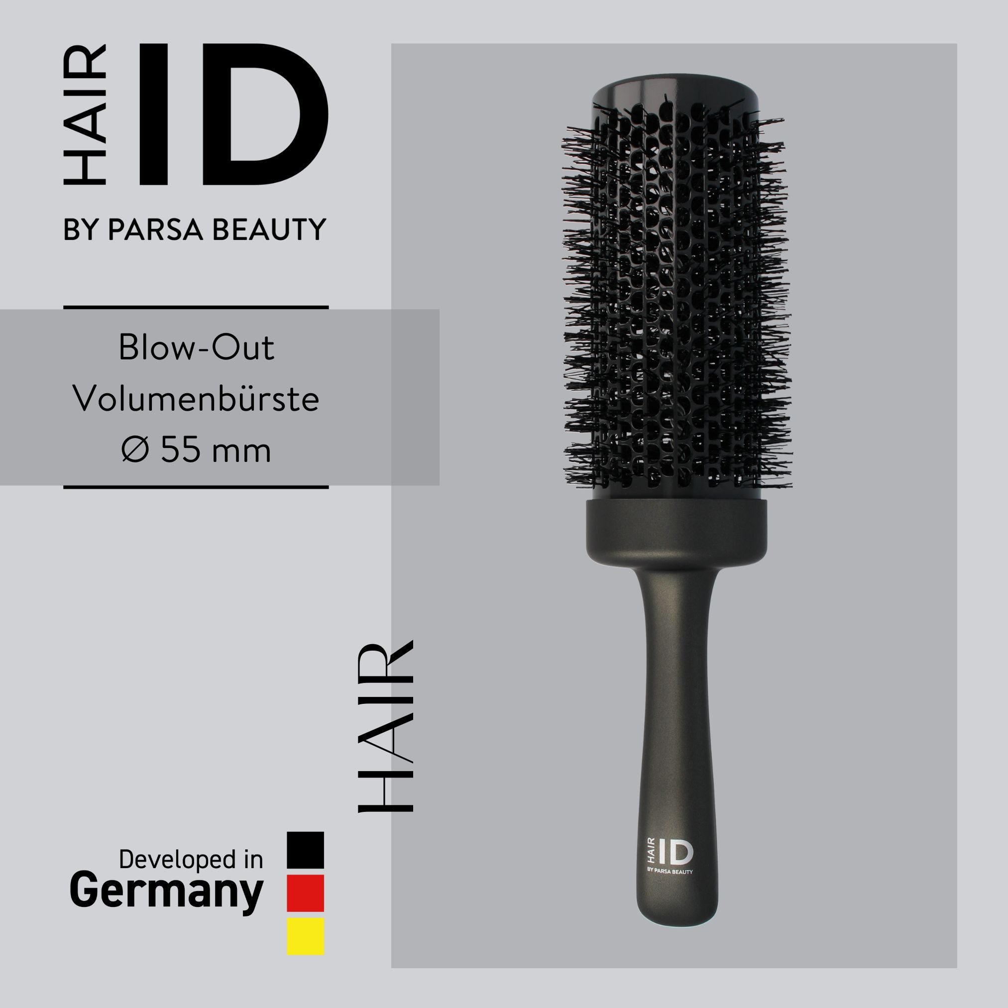 PARSA Beauty Haarbürste Hair ID Control & Volume Rundb?rste 55 mm, Volumen f?r langes Haar