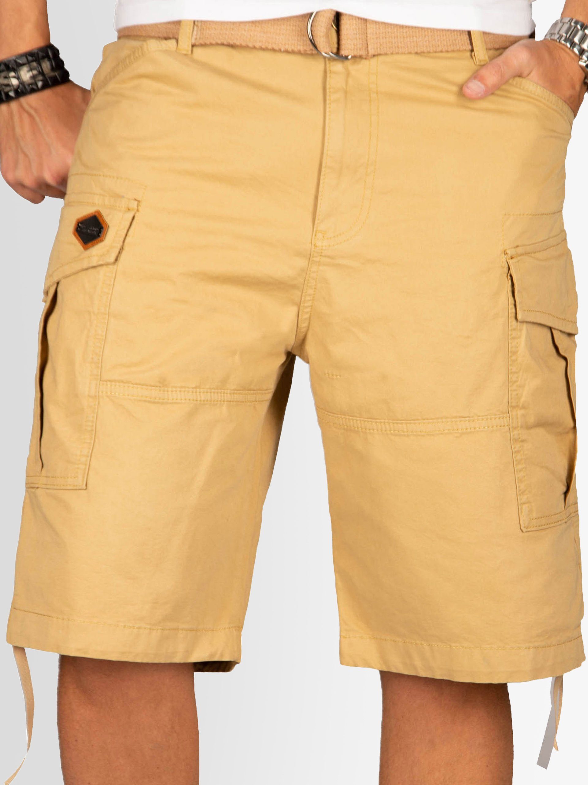 inklusive ASLeon passendem Beige Gürtel Alessandro Salvarini Cargoshorts