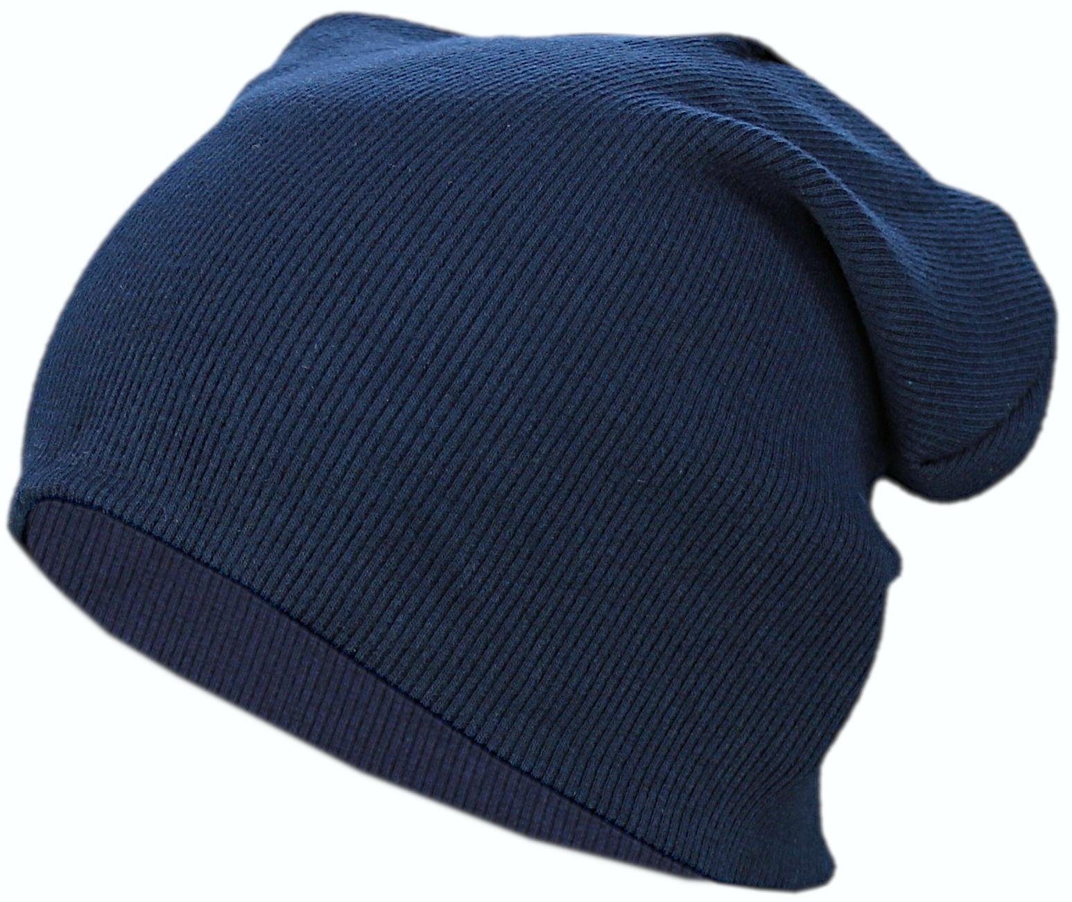 Alkato Beanie Alkato Unisex Beanie Set und Schal Uni Dunkelblau Mütze Rippstoff