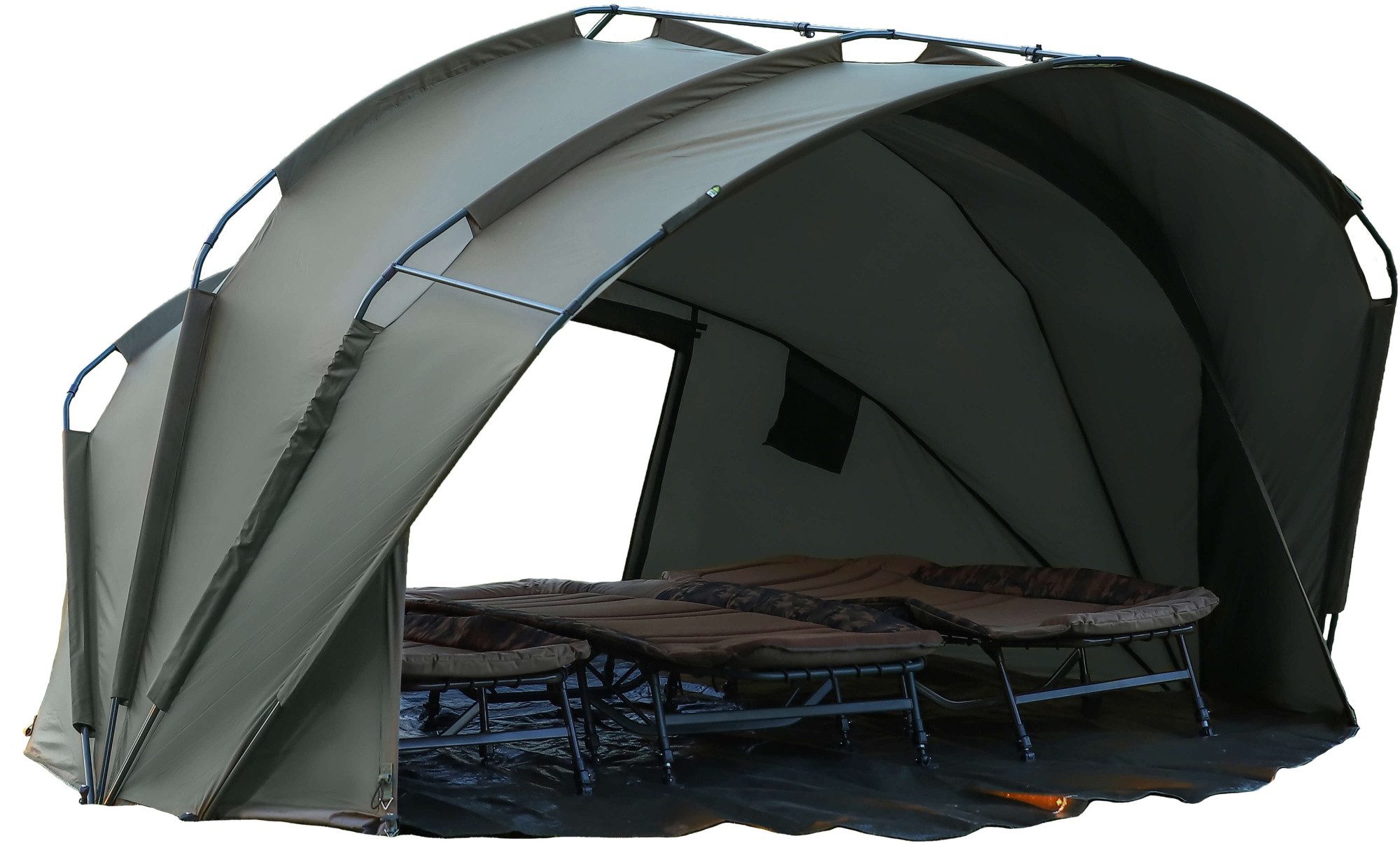 MK Angelsport Angelzelt Karpfenzelt 3,5 Man + 3 Karpfenliegen X-Pro Flat, Personen: 3