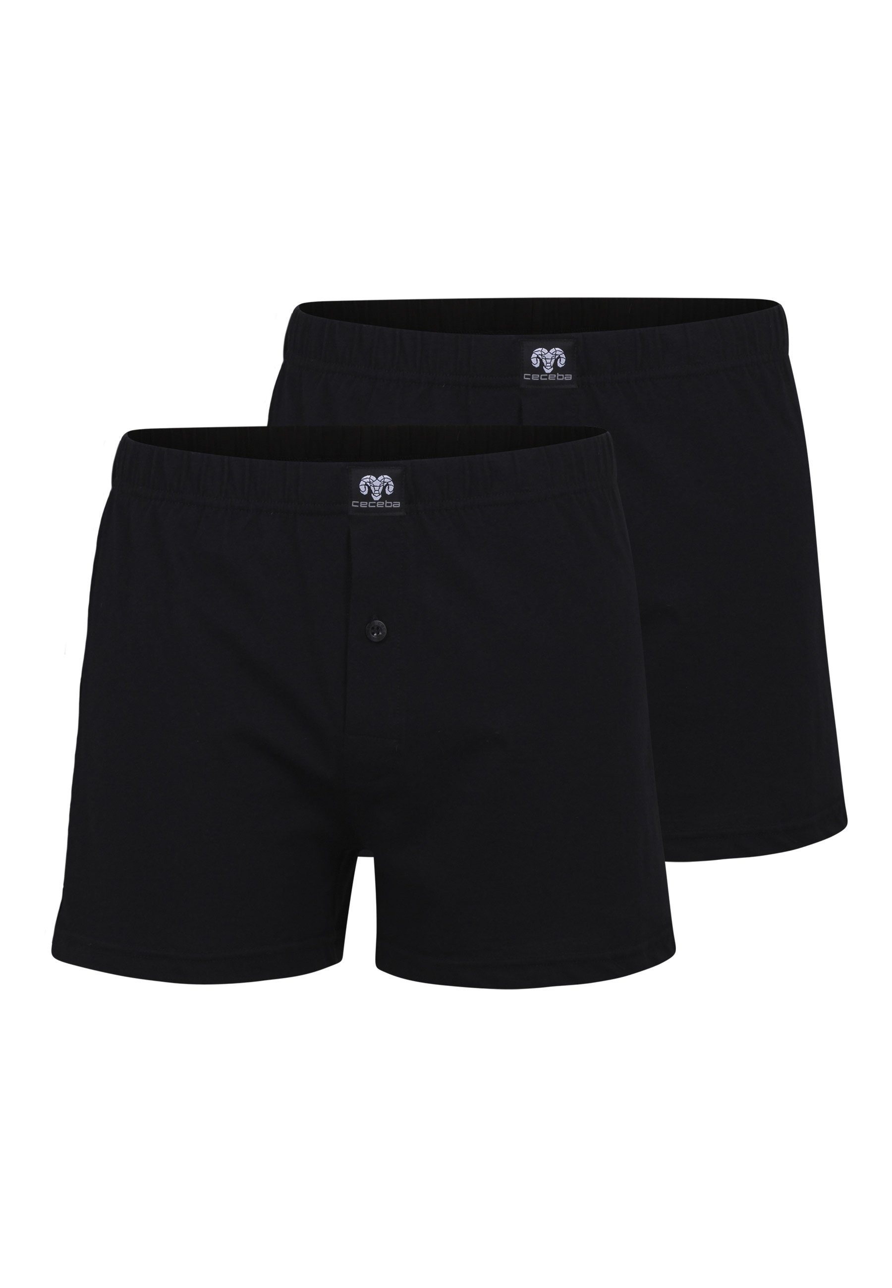 Boxershorts CECEBA Herren Boxershort schwarz uni 2er Pack