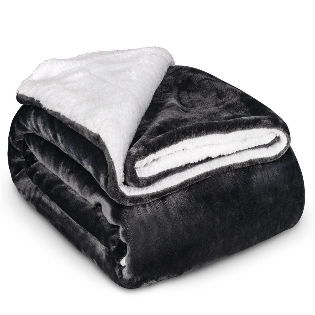 Wohndecke Kuscheldecke Wolldecke 150 x 200 cm Grau, HEIMWERT, hochwertig, w günstig online kaufen