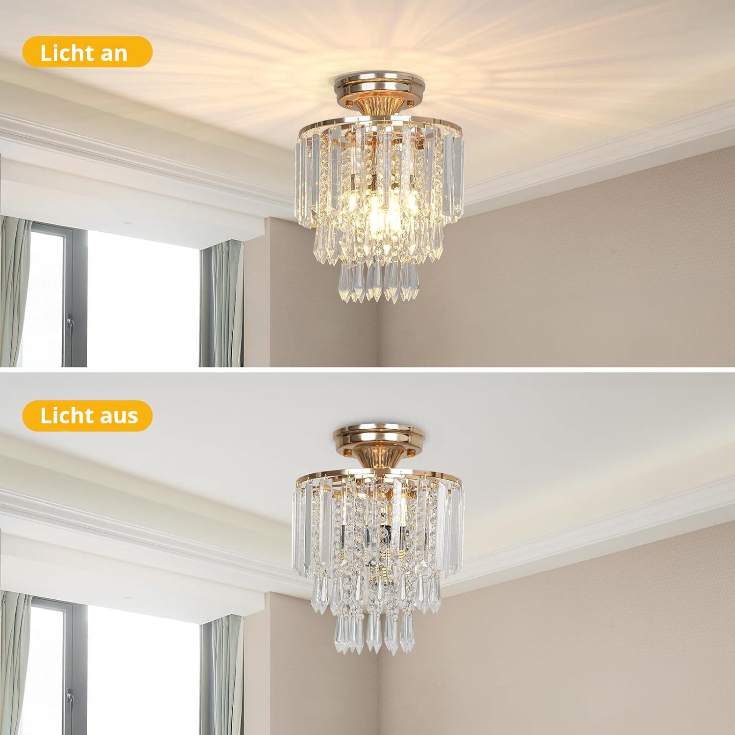 BlingBin Kronleuchter Modern Kronleuchter Deckenleuchte Gold,Kleine günstig online kaufen