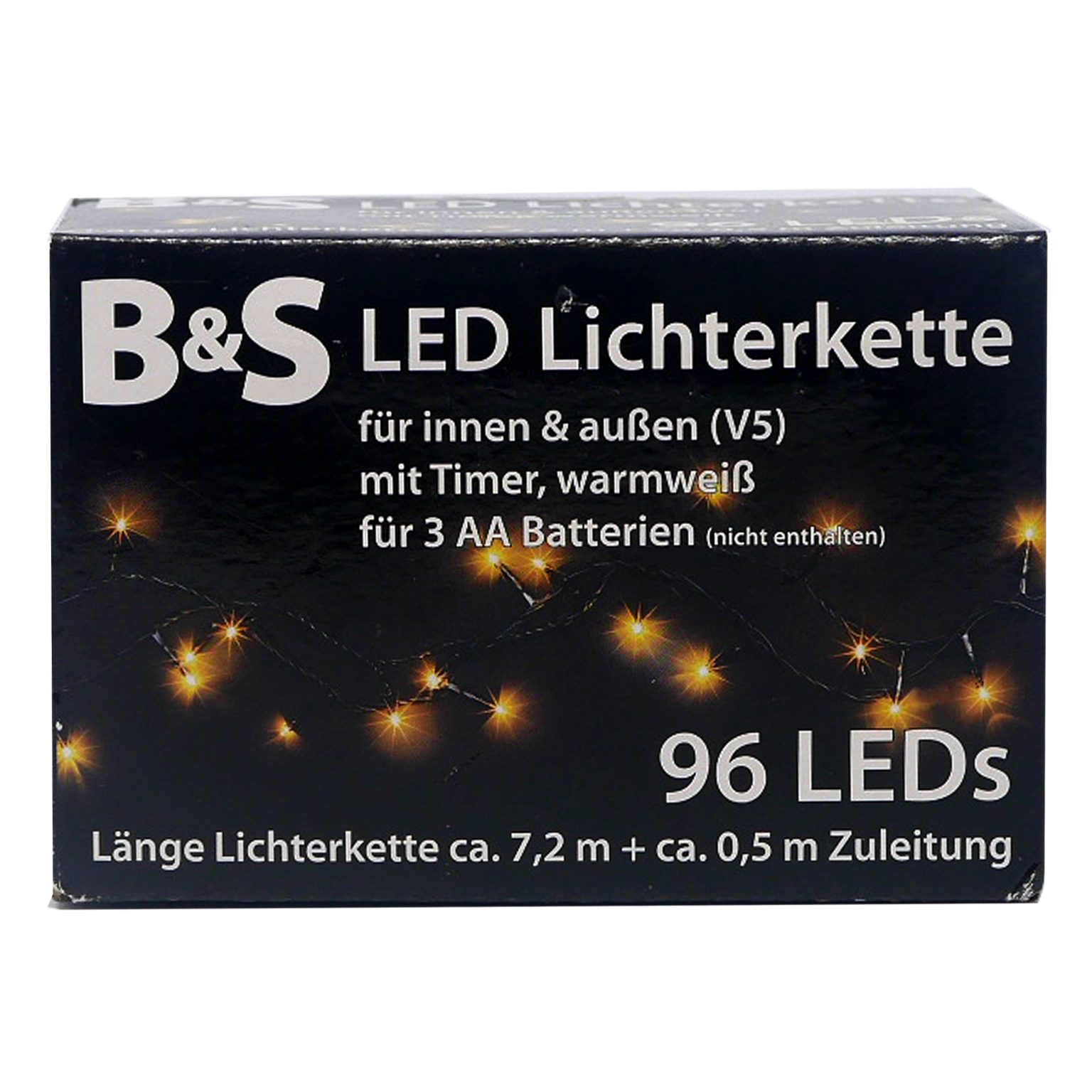 B&S LED-Lichterkette LED Batterie Lichterkette mit 96 LEDs warmweiß Innenbereich