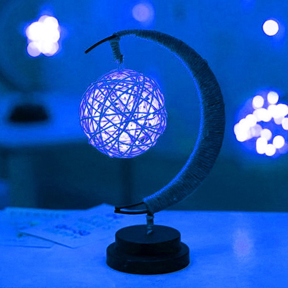 Kupferdraht, Nachtlicht, Dekolicht Led LED LED Weiß, Blau, Lila, Rattan-Ball Dekolicht, Mehrfarbig mit Glas Warmes Rosnek