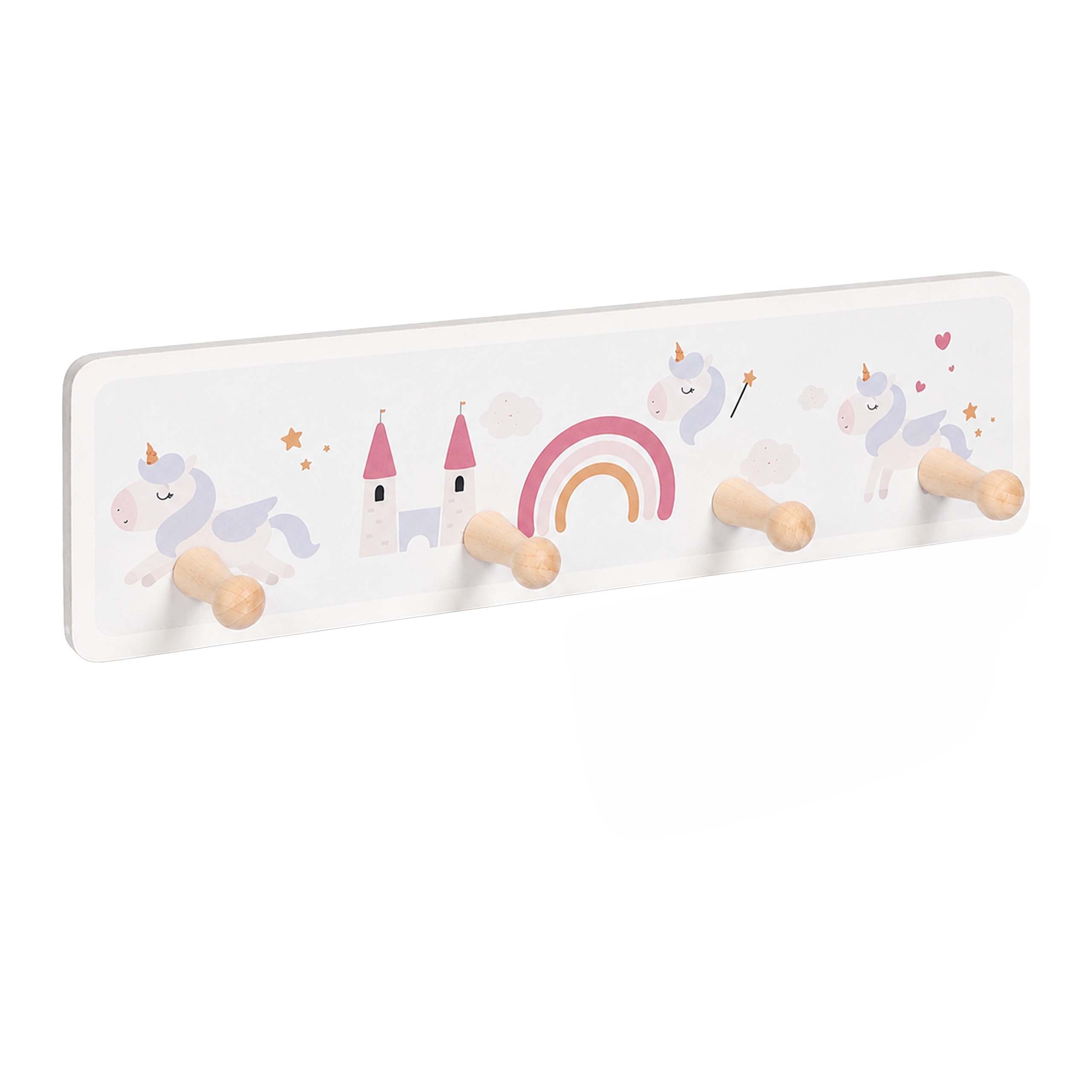 relaxdays Hakenleiste Kindergarderobe 4 Haken 10 x 38 cm, (4 St), D