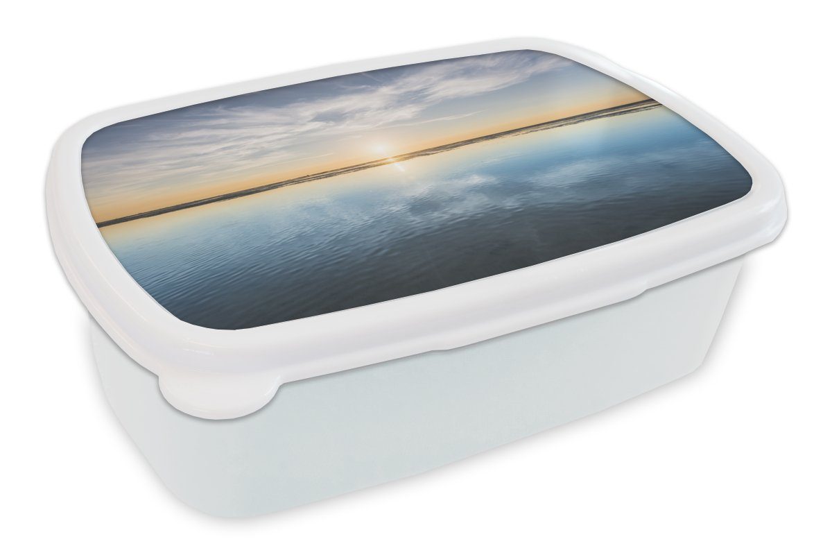 MuchoWow Lunchbox Meer - Wolken Sonne, und Jungs Brotbox für Kunststoff, Erwachsene, und Mädchen für Kinder Brotdose, weiß - (2-tlg)