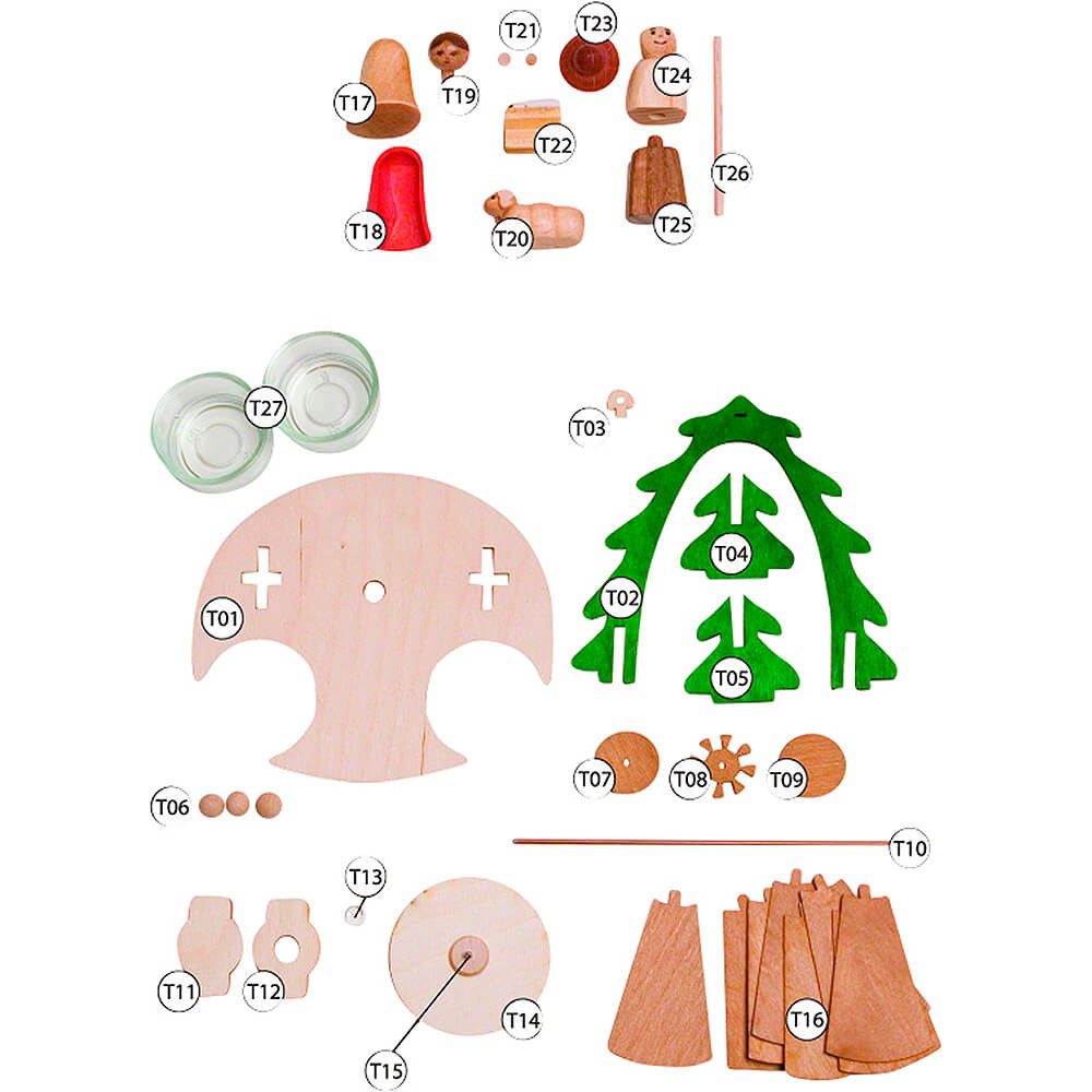 Kuhnert Weihnachtspyramide Bastelset 1-stöckige Pyramide mit Krippefiguren (18cm) von Drechslerei