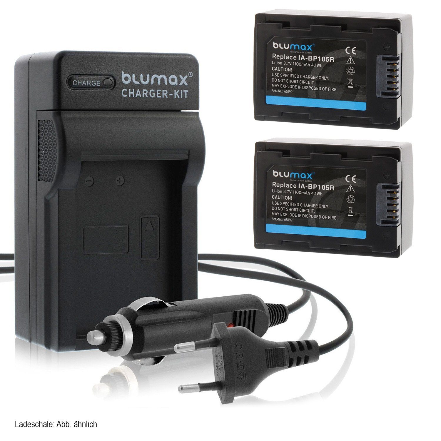 Blumax Set mit Lader für Samsung BP-105R SMX-F50 1100 mAh Kamera-Akku