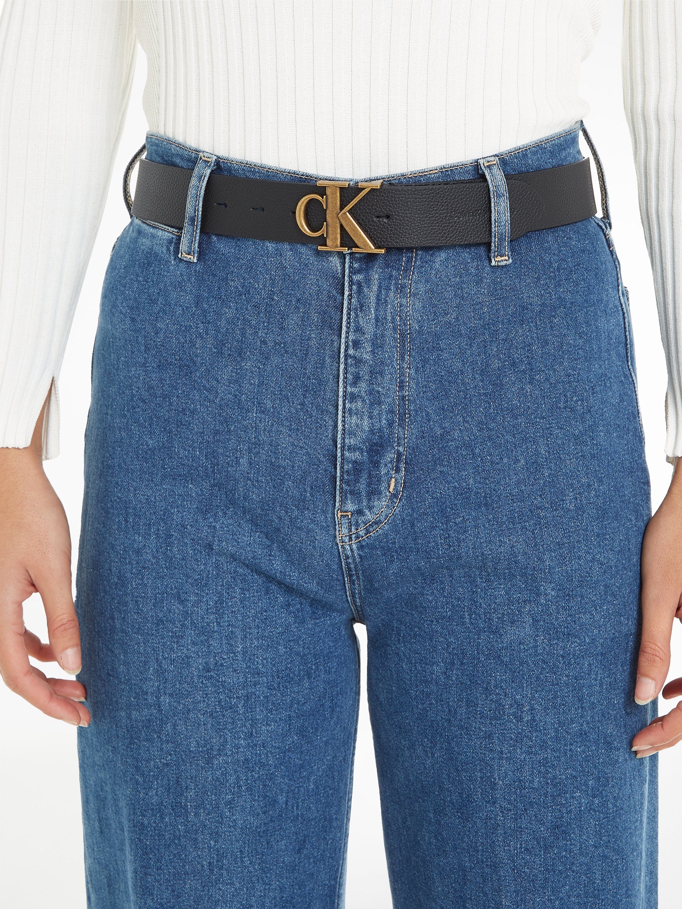 Klein LTHR Ledergürtel Jeans BELT MONO Calvin 35MM ROUND