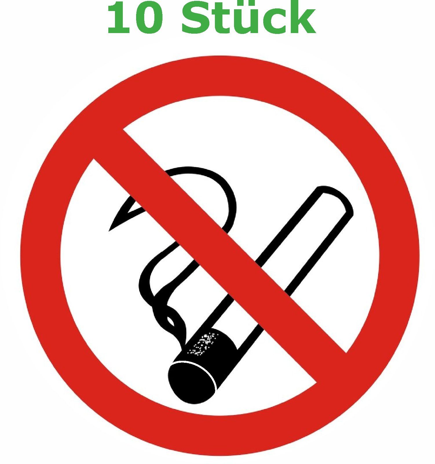 HR Autocomfort Aufkleber Zehn 10 Stück Rauchverbot no smoking Aufkleber 6 cm VON INNEN