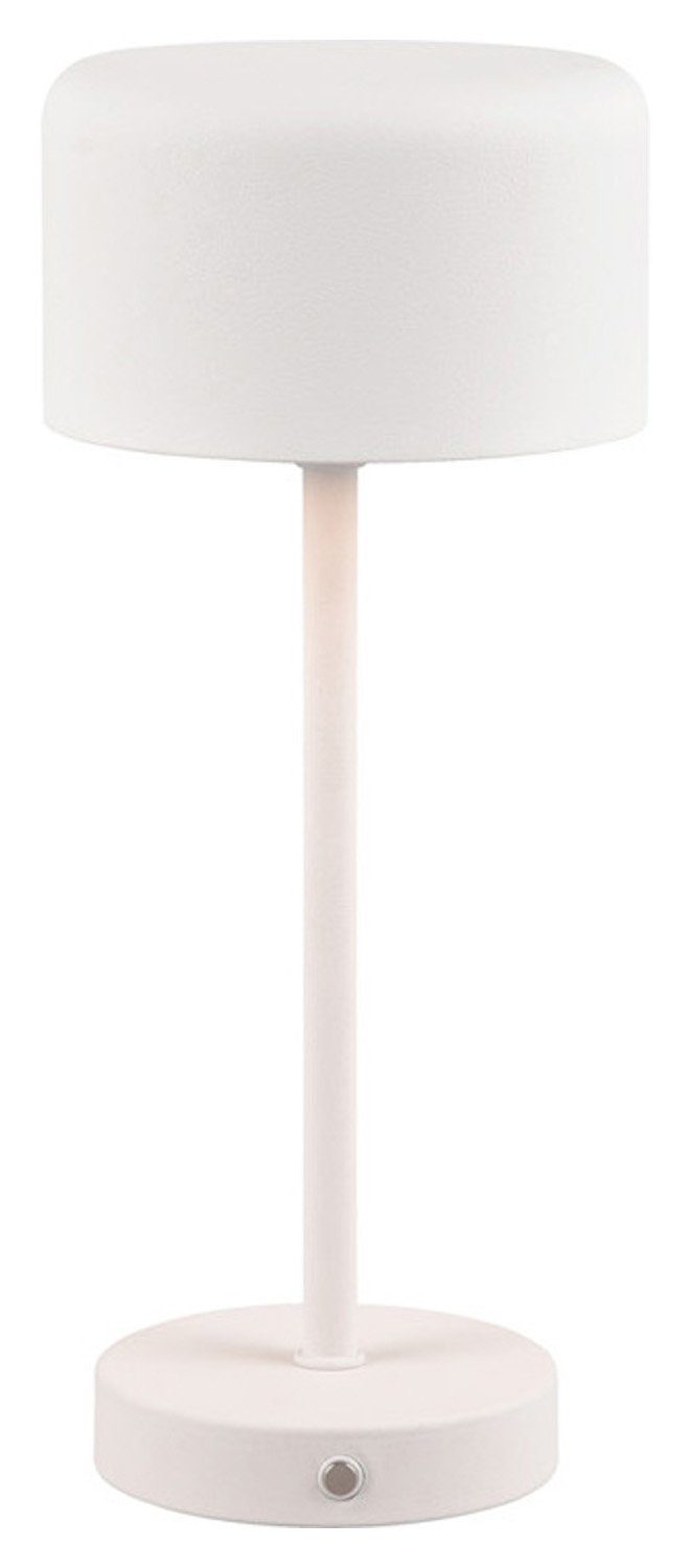 Reality Leuchten LED Tischleuchte JEFF, 1-flammig, H 30 cm, Weiß, Kunststoff, Akkubetrieben, Dimmfunktion, USB-Port, LED fest integriert, Warmweiß, 4-stufiger Touchsensor