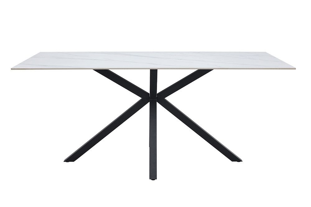 riess-ambiente Esstisch GALAXIE 160cm weiß/schwarz – Keramik, Metallgestell, Marmor-Optik (Einzelartikel, 1-St), großer Tisch für bis zu 6 Personen – ideal für Esszimmer & Wohnküchen