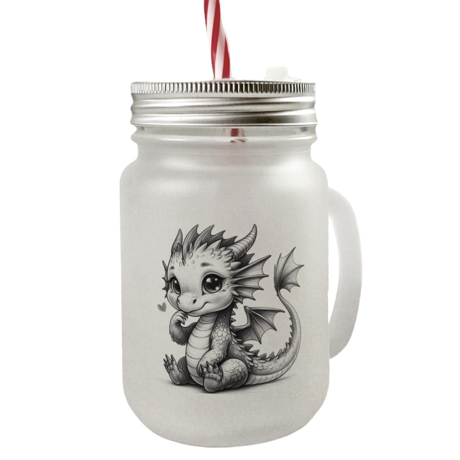 Glas niedlicher Babydrache Mason Jar Henkel Trinkglas mit Deckel